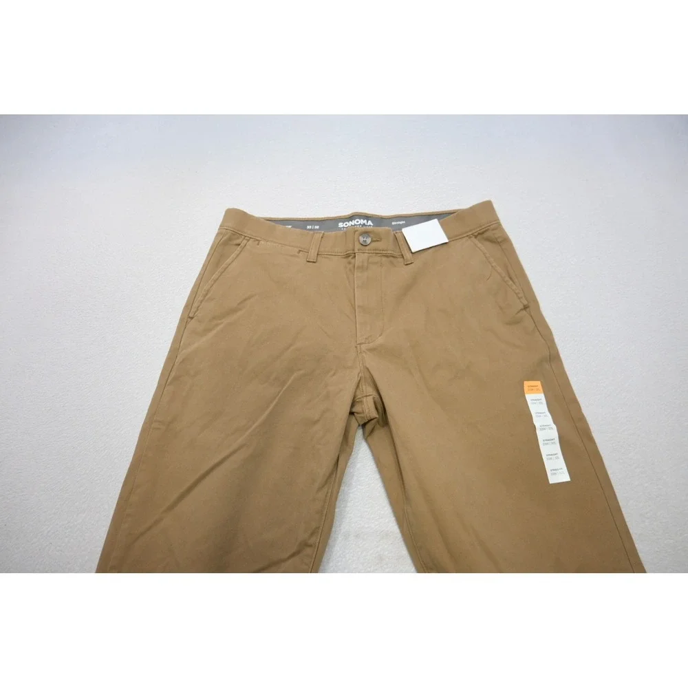 Sonoma Flexwear Pants Mens 33x32 Khaki Brown Straight Leg Chino‎ New NWT